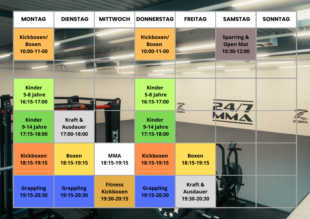 Trainingsplan - 24/7 MMA Kampfsportschule Großerlach